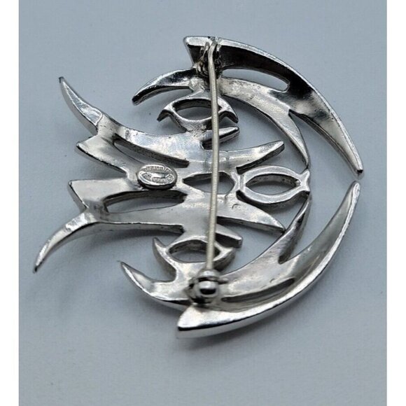 Norman Bel Geddes Brooch Pin Silver Tone Flow Of Motion Signed Estate Rare 1950s - Picture 8 of 16